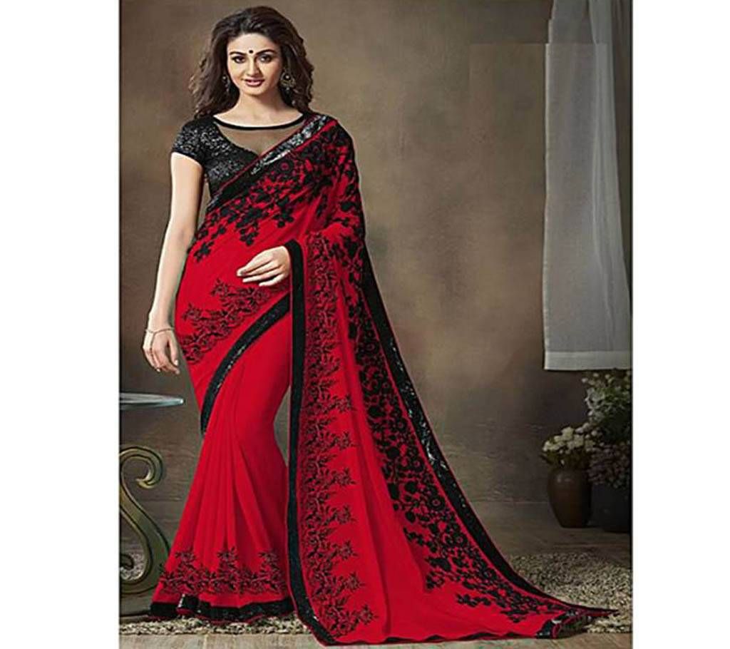 Red Soft Georgette Party Wear Saree