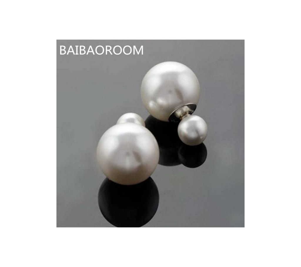 Double Side Pearl Stud Earrings For Women