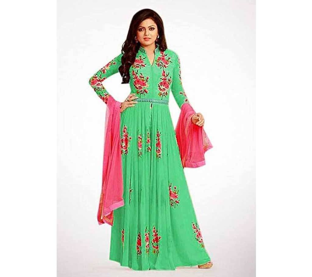 Unstiched Medium Spring Green Georgette Gown For Women