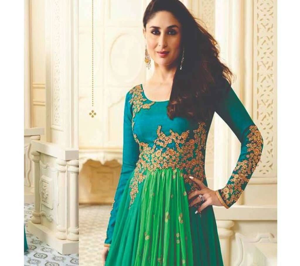 Semistitched Embroidered Georgette Long Suit