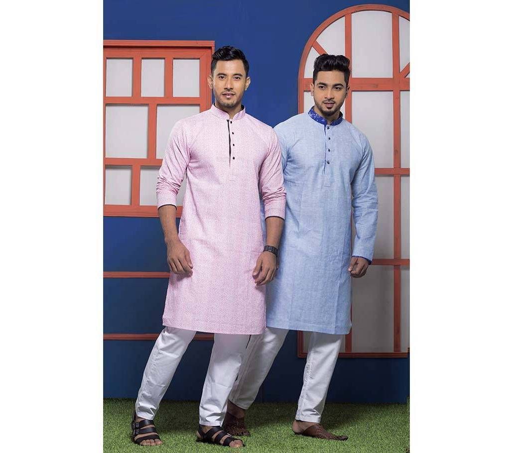 Menz Cotton Semi Long Panjabi Combo - 3