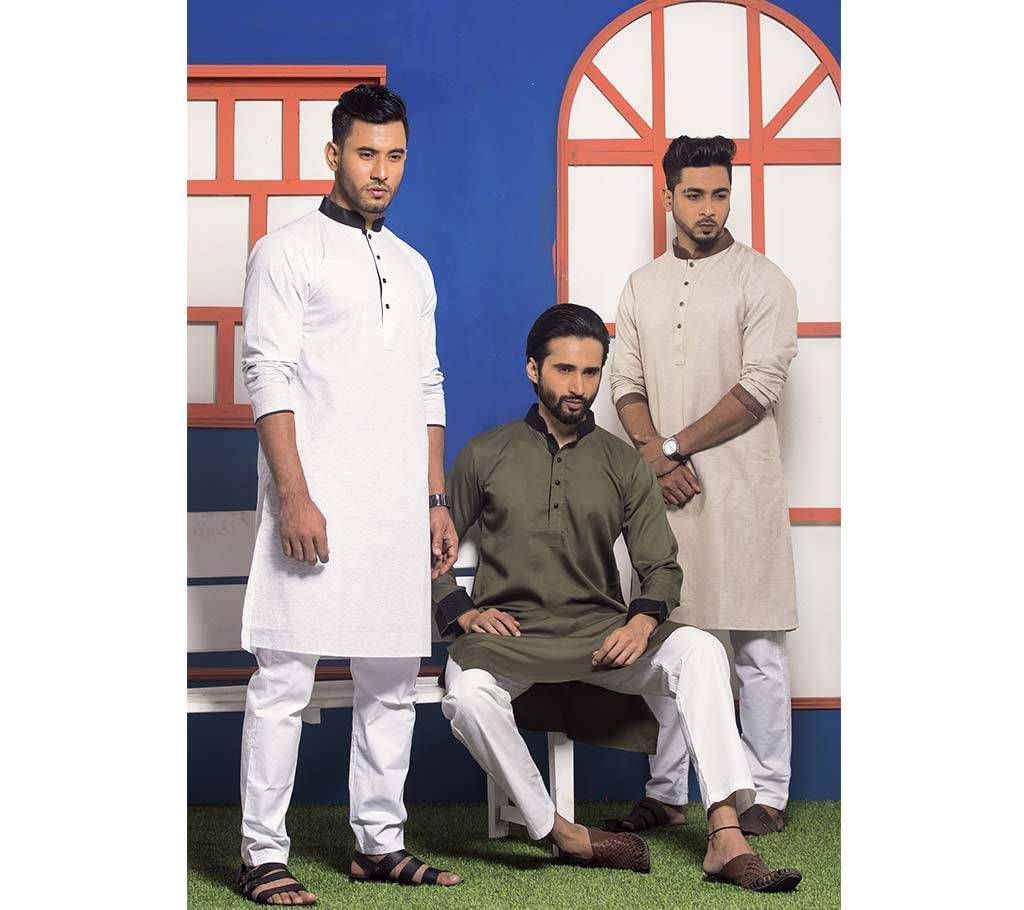Menz Cotton Semi Long Panjabi Combo - 1