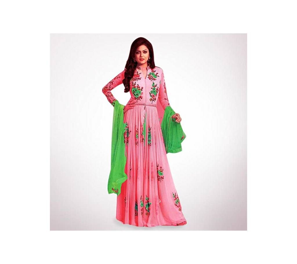 Unstiched Light Pink Georgette Gown For Women