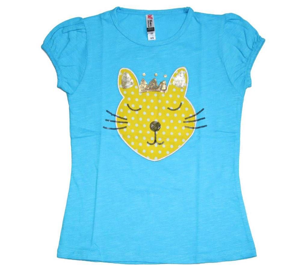 Firoza Color Cat Girls Cotton T Shirt