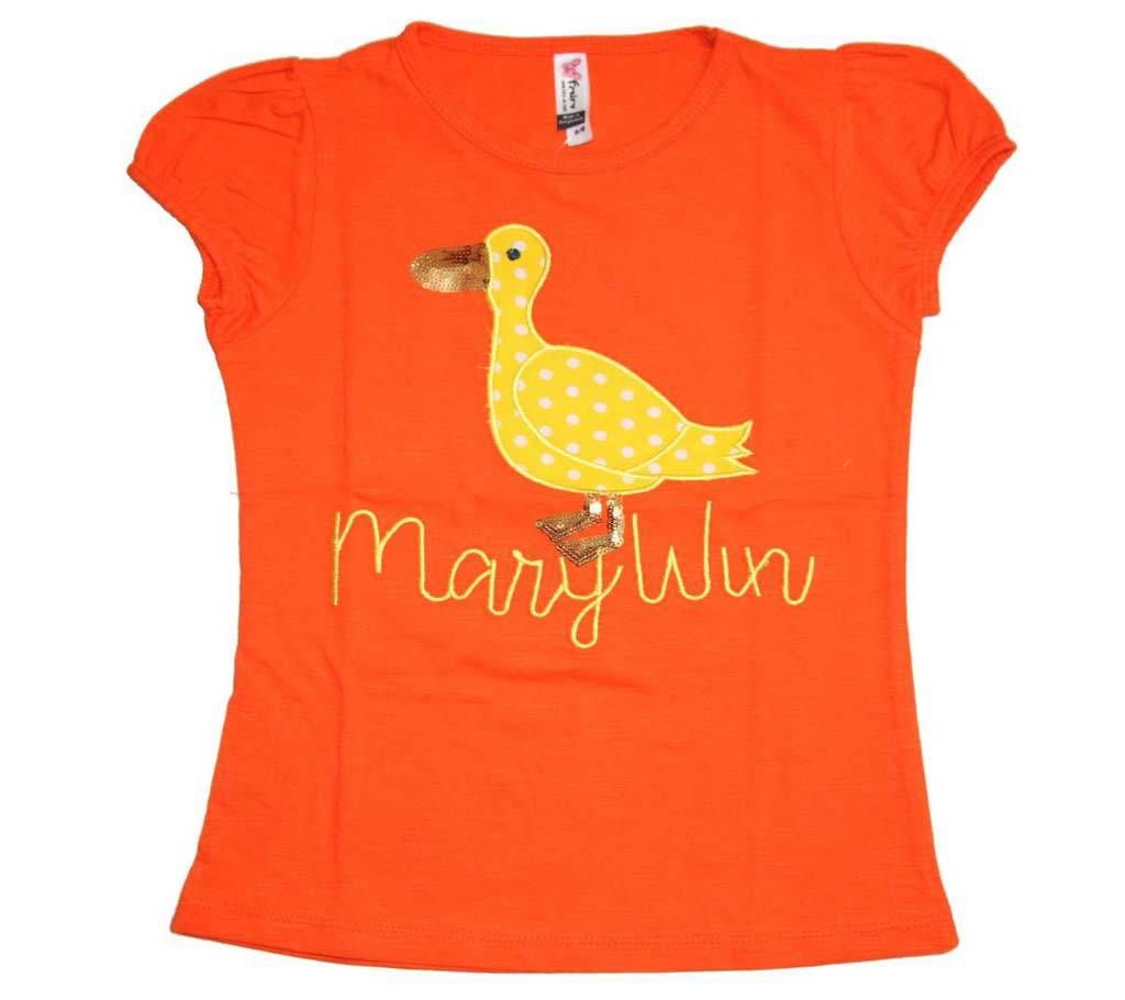 Orange Duck Cotton Girls Tshirt