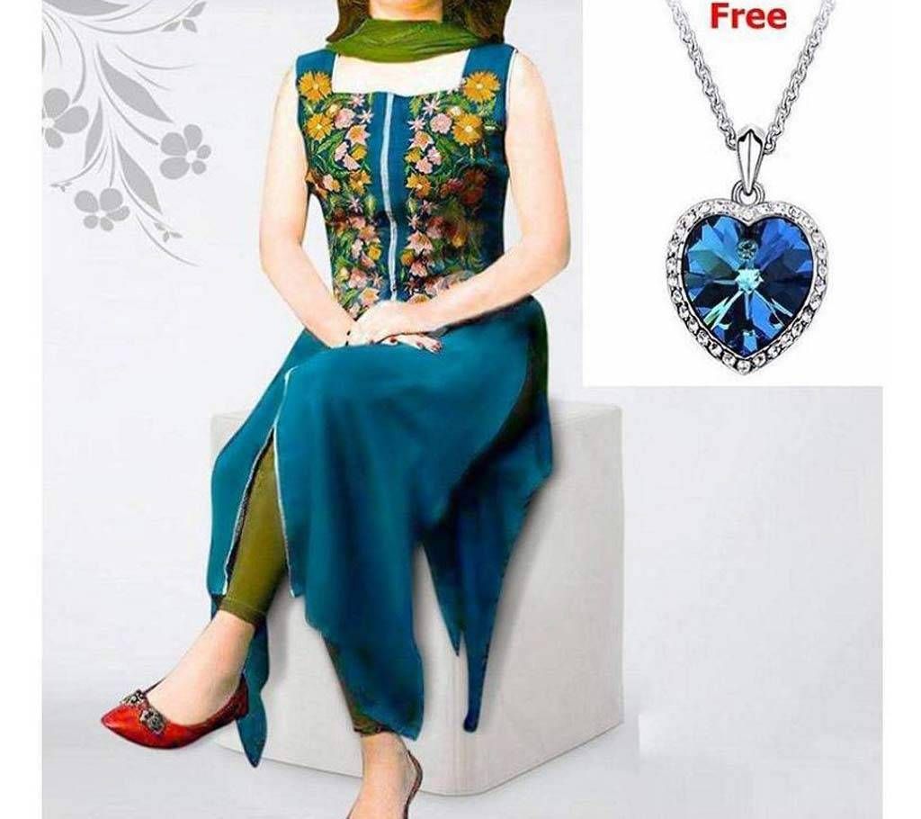Unstitched Georgette Embroidery Three-Piece (Copy) (Pendant Free)