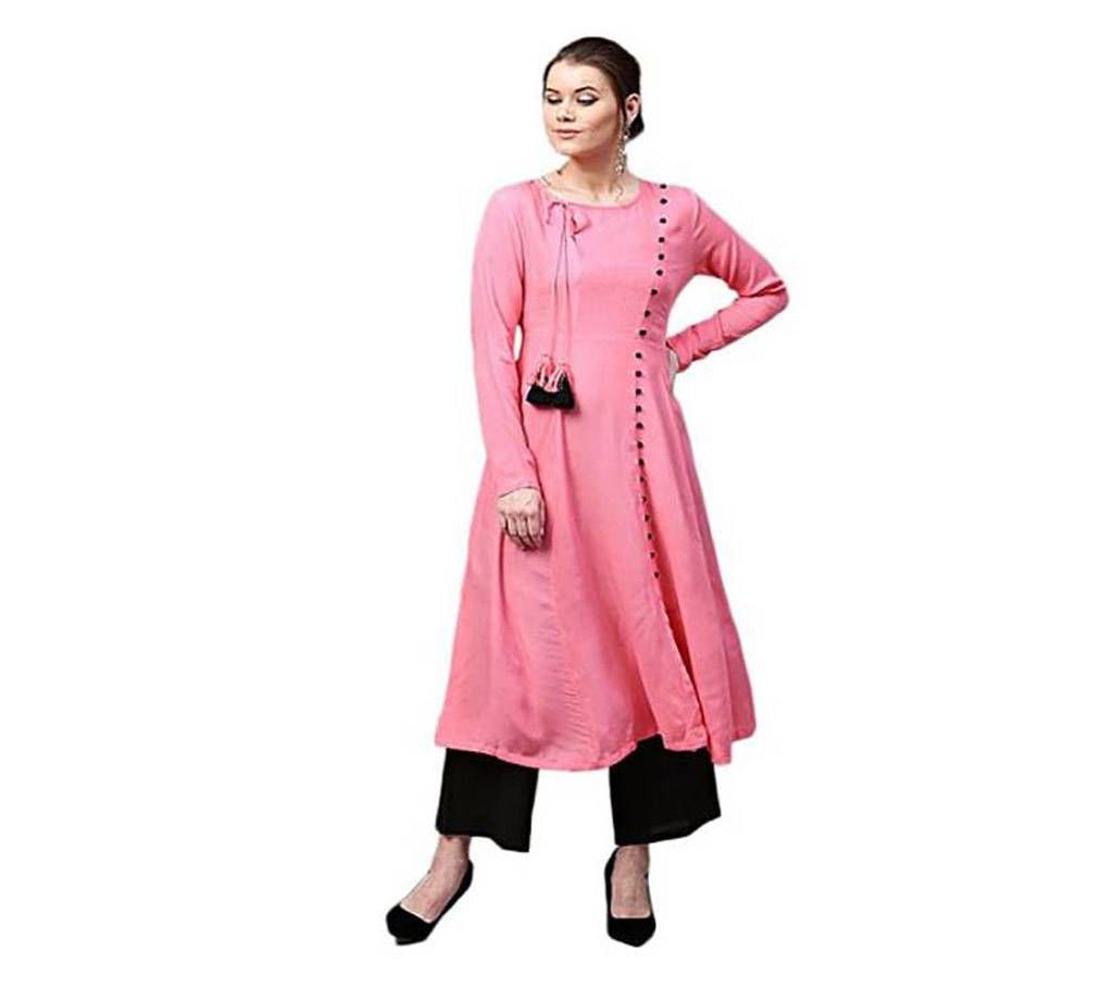 Pink Linen Kurti For Ladies