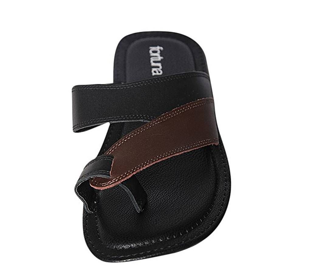 Fortuna Bangladesh Brown and Black Leather Sandals for Men