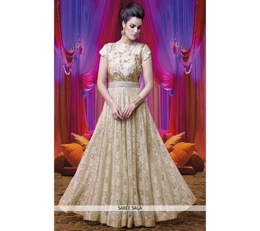 Semi Stitched Lace Fabric Anarkoli Suit - Copy