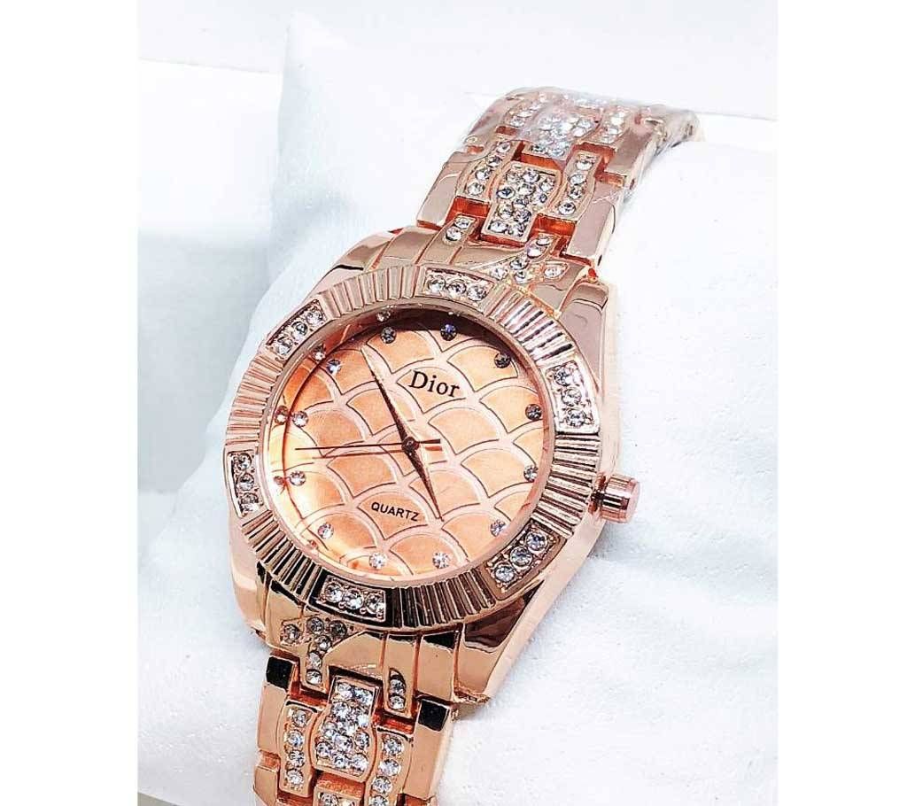 Golden Chain Wrist Watch For Women