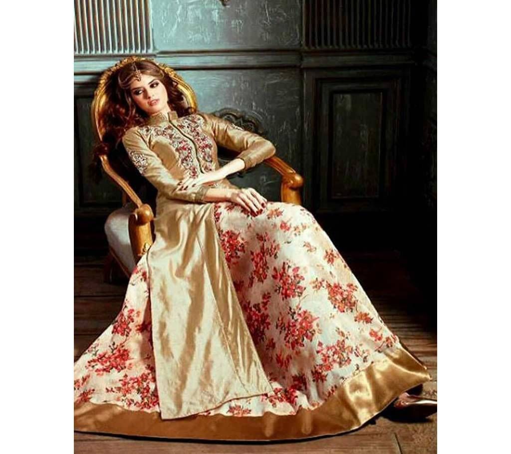 Semi Stitched Embroidery Chusa & Linen Three Piece - Copy