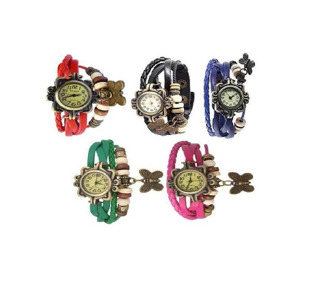 Leather Butterfly Watch for Women( 5 pcs) Combo