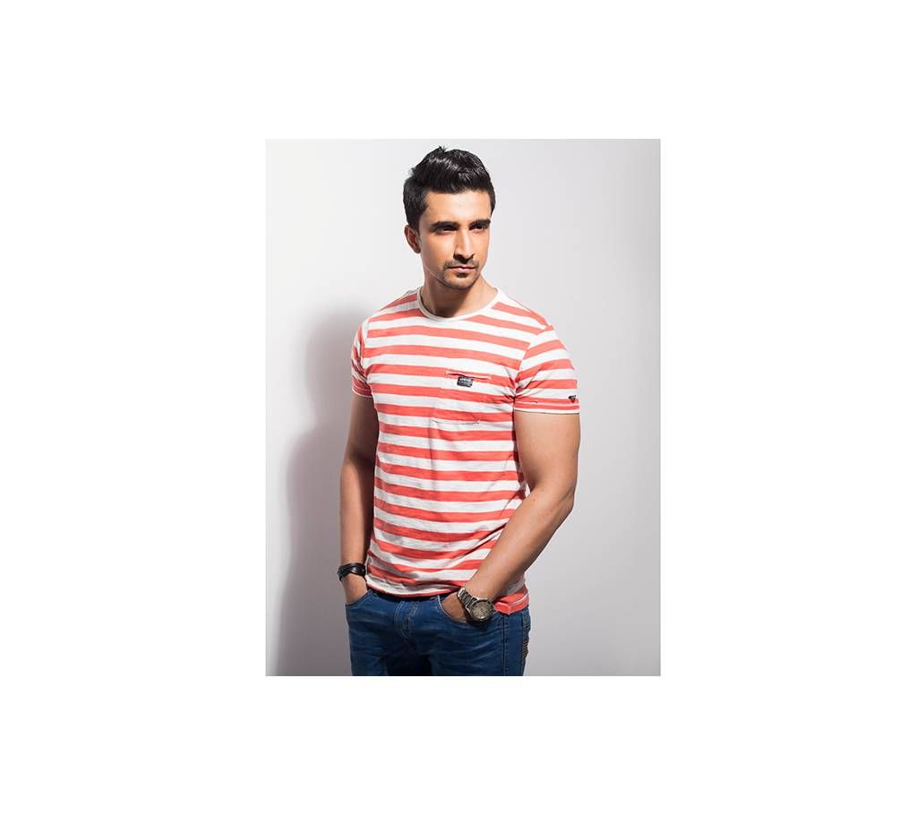 Asmoor Orange Cotton Short Sleeve T-Shirt for Men