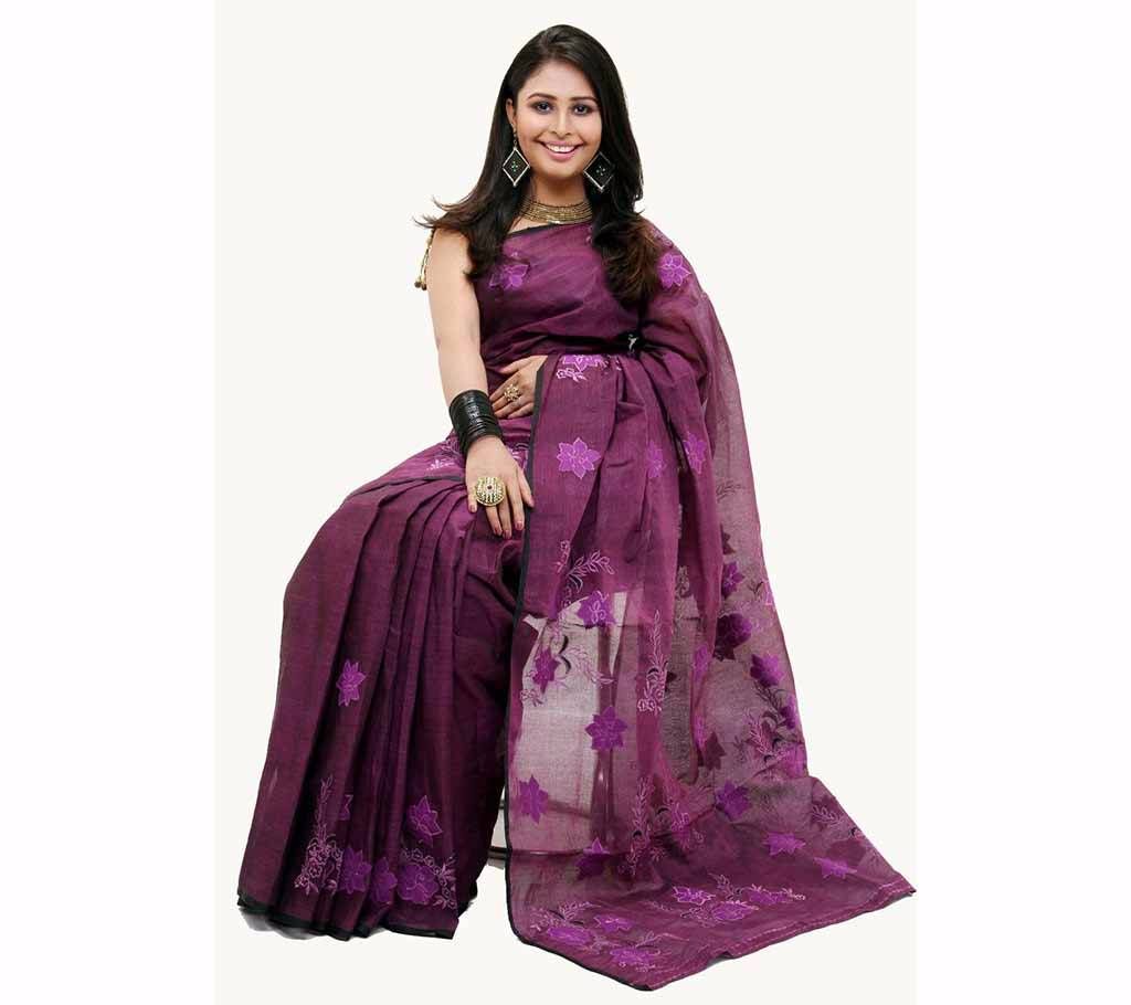 Pure Cotton Hand Embroidery with Aplic Sharee