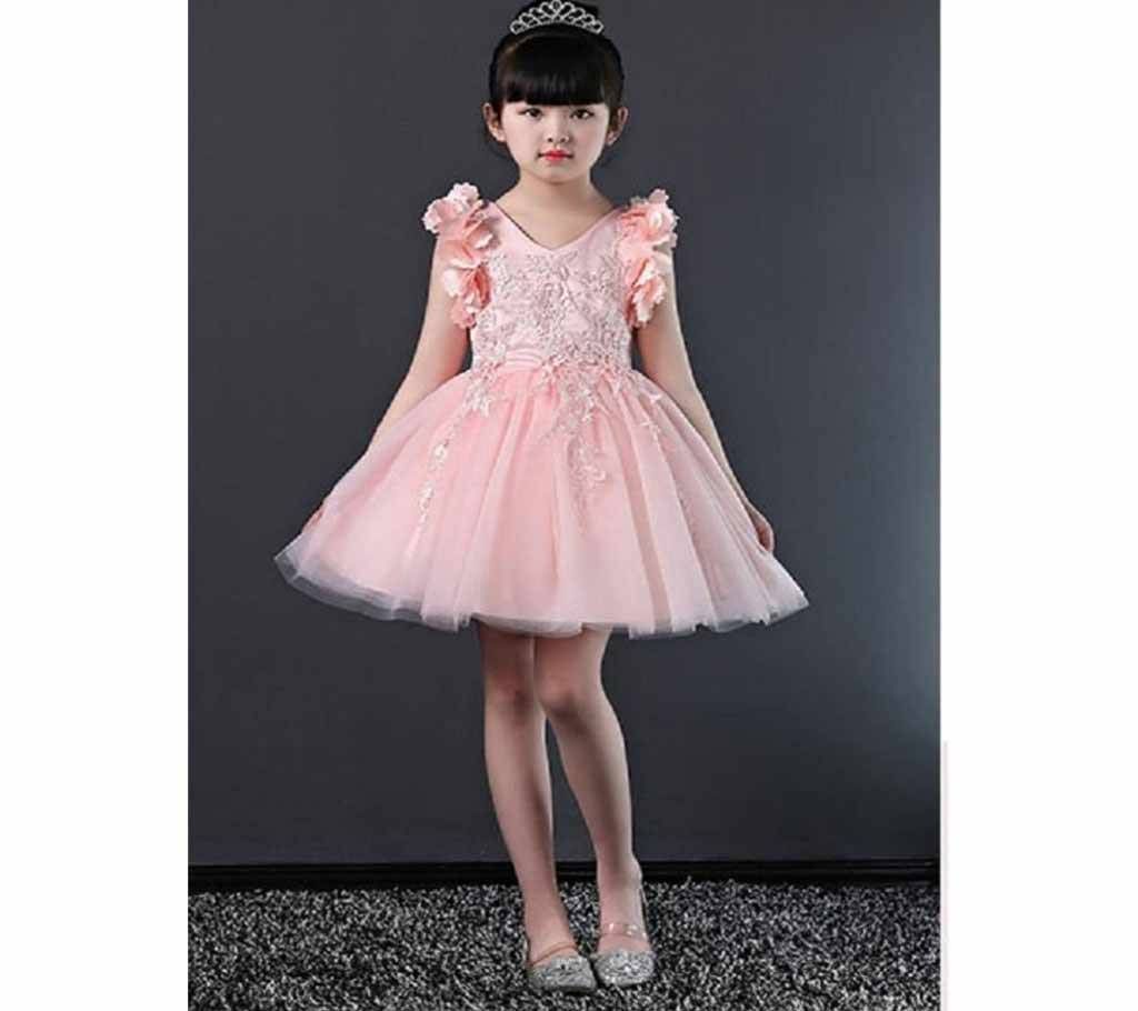 Summer Girls Princess Dress Pink Sleeve Flower