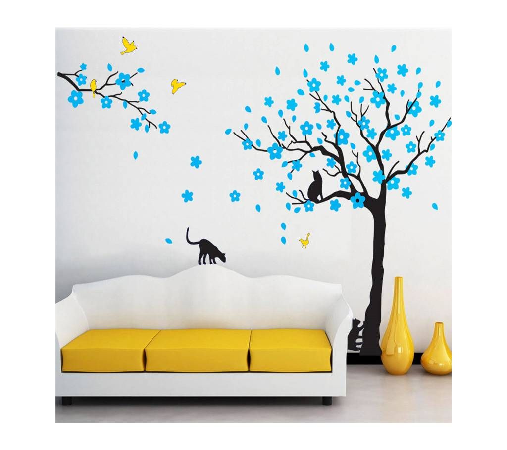 Big Tree With cat and Bird For Living room - Wall Sticker