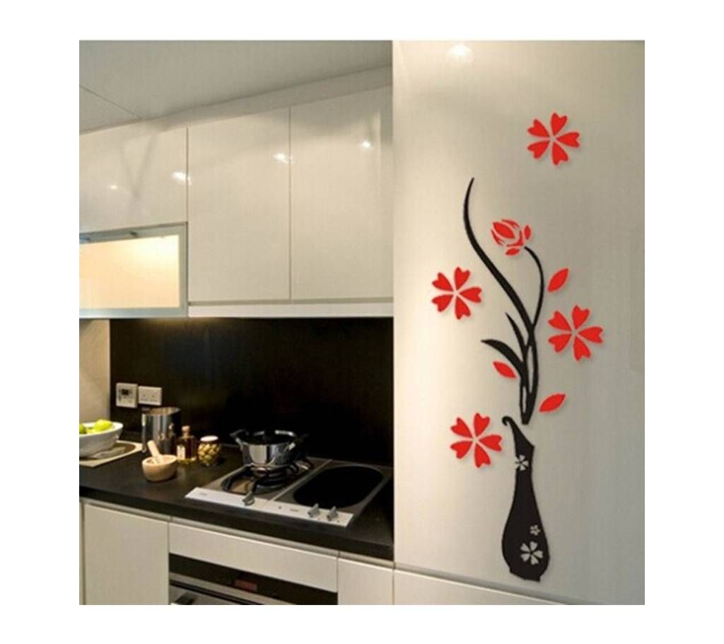 Big Size Acrylic Flower Vase Wall Sticker