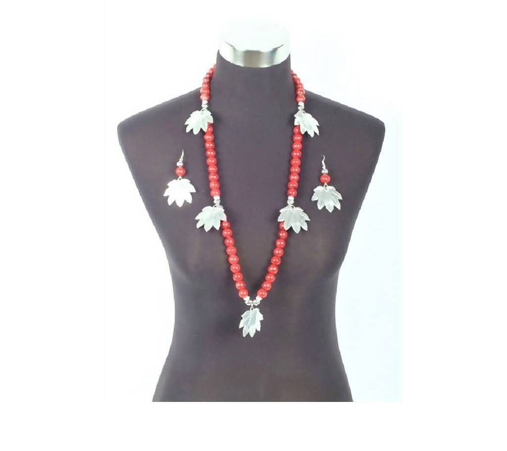 Long Red Century necklace set