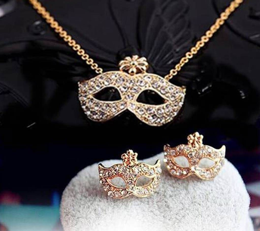Mask Earrings and Necklace Jewelry Set