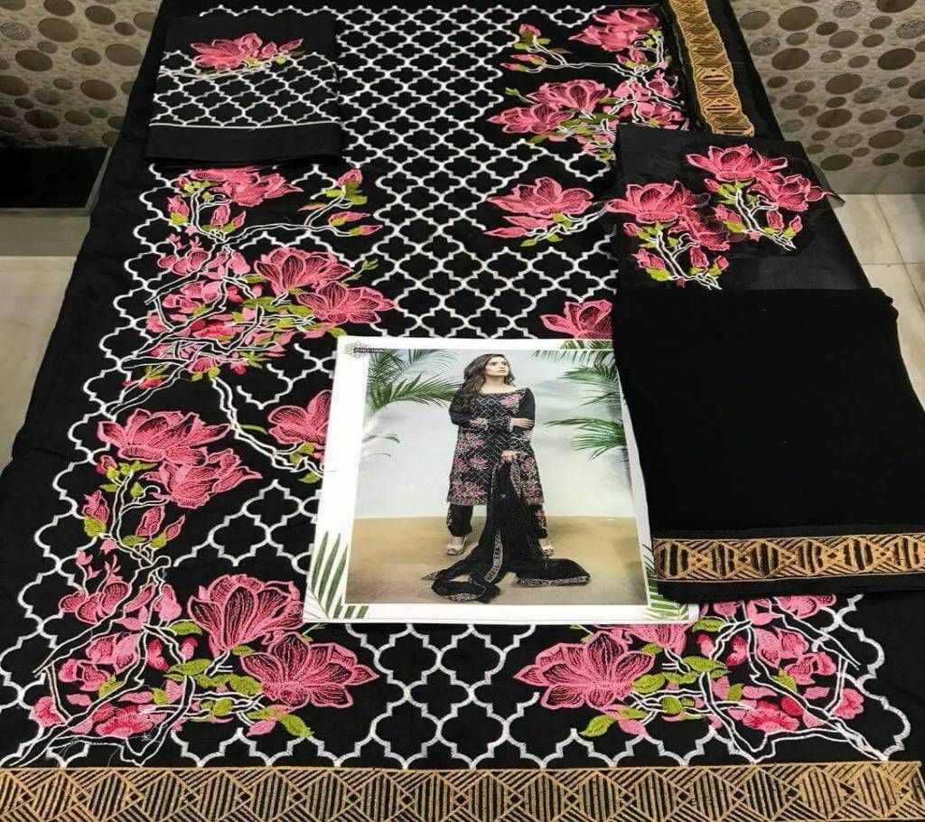Unstitched Pakistani Cotton Three Piece