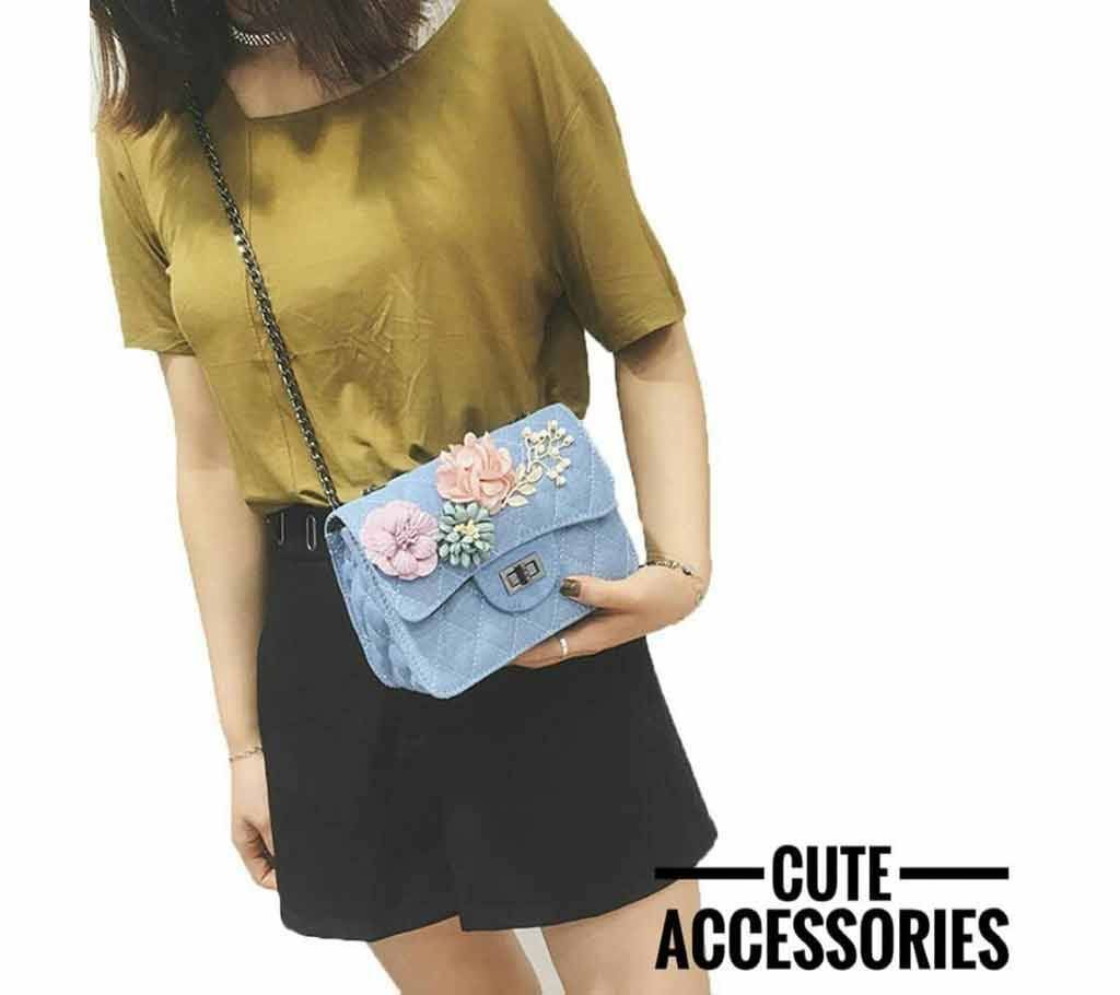 Floral designer denim bag