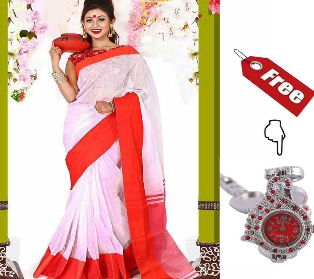 Pure Silk Saree With Free Ladies Wrist Watch