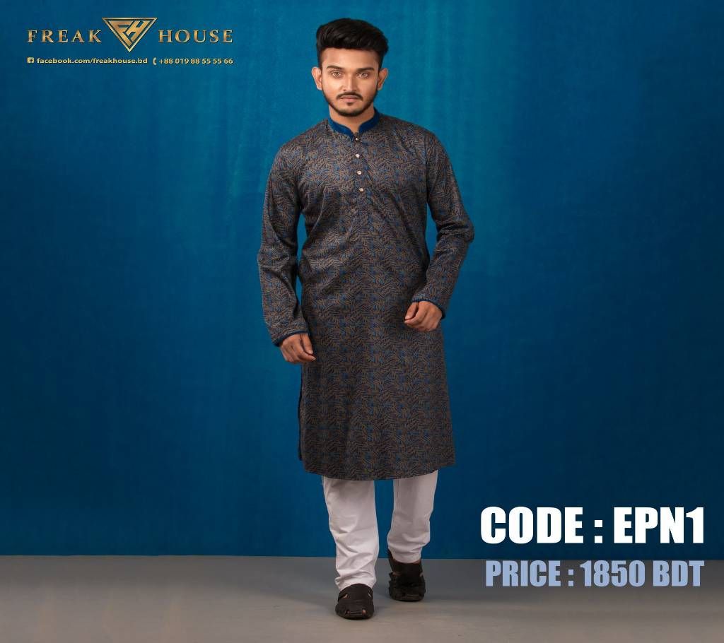 Premium mens yarn dyed printed panjabi