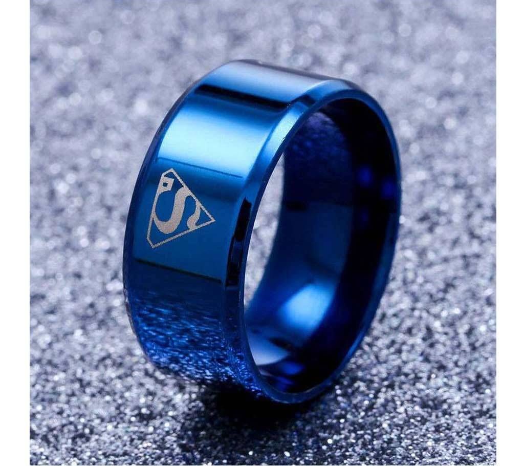 Superman Blue Stainless Steel Finger Ring for men