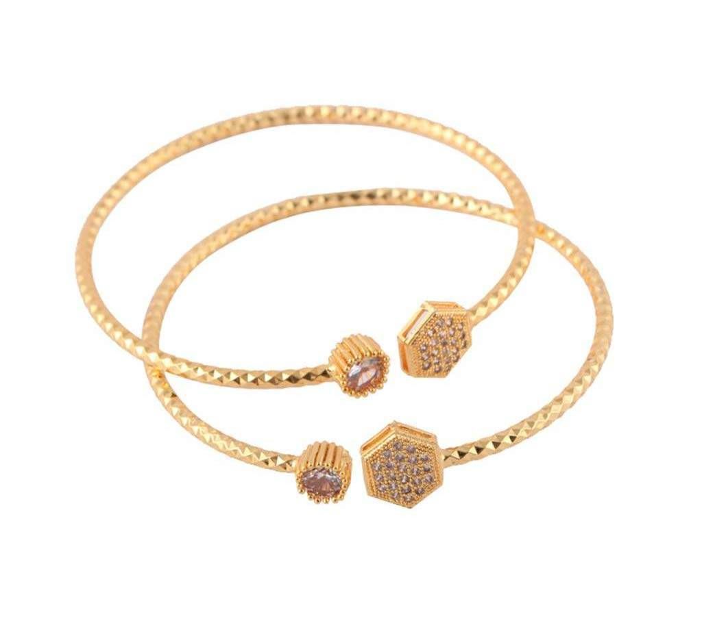 Gold Plated Stone Setting Churi - 2 pcs