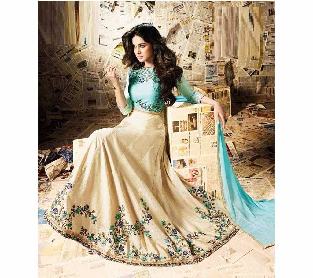 Indian Semistitched Cotton Embroidery Long Party Suit (Copy)