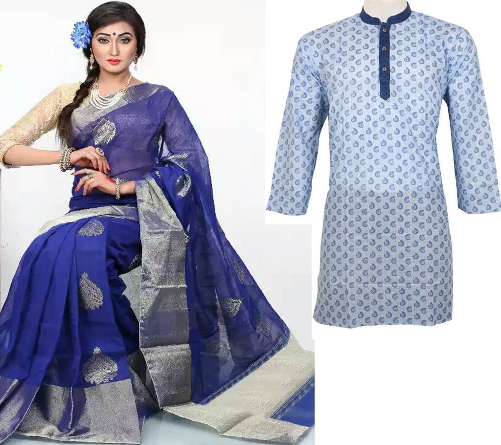 Silk Chapai Monipuri Sarre With Printed Cotton Panjabi