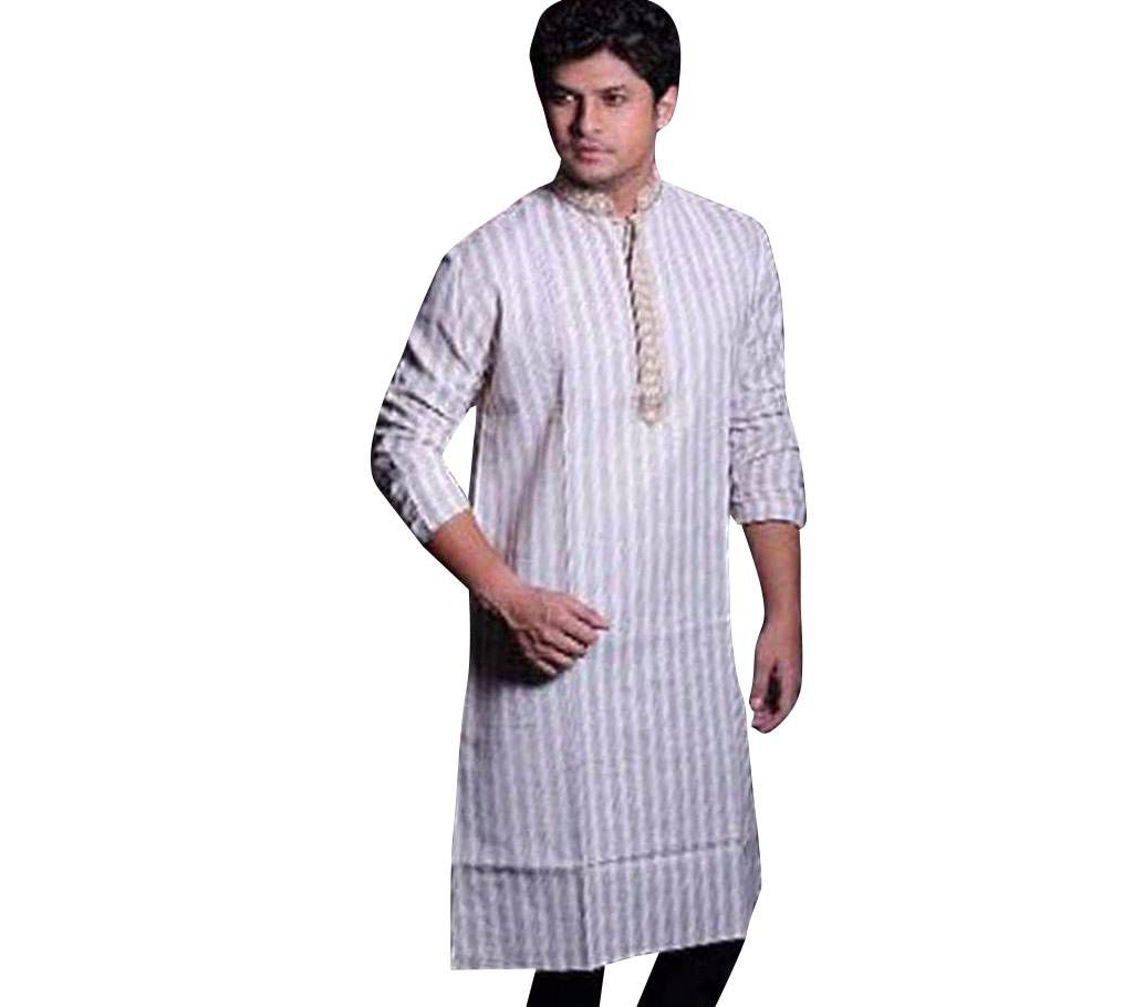 Gents Semi Long Striped Cotton Punjabi