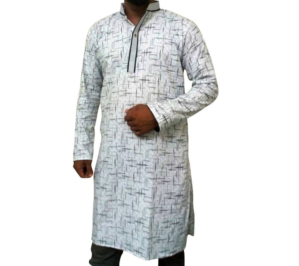 Gents semi long printed cotton punjabi 