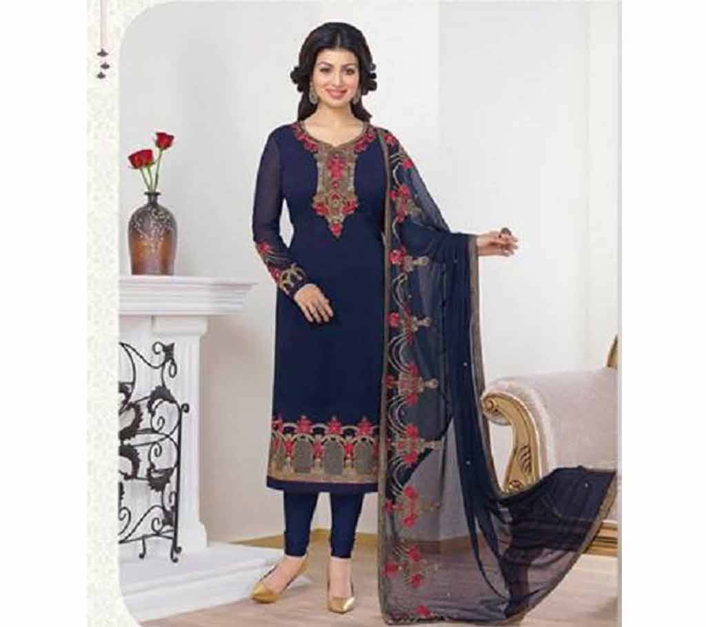 un stitched cotton embroidery long three piece- copy