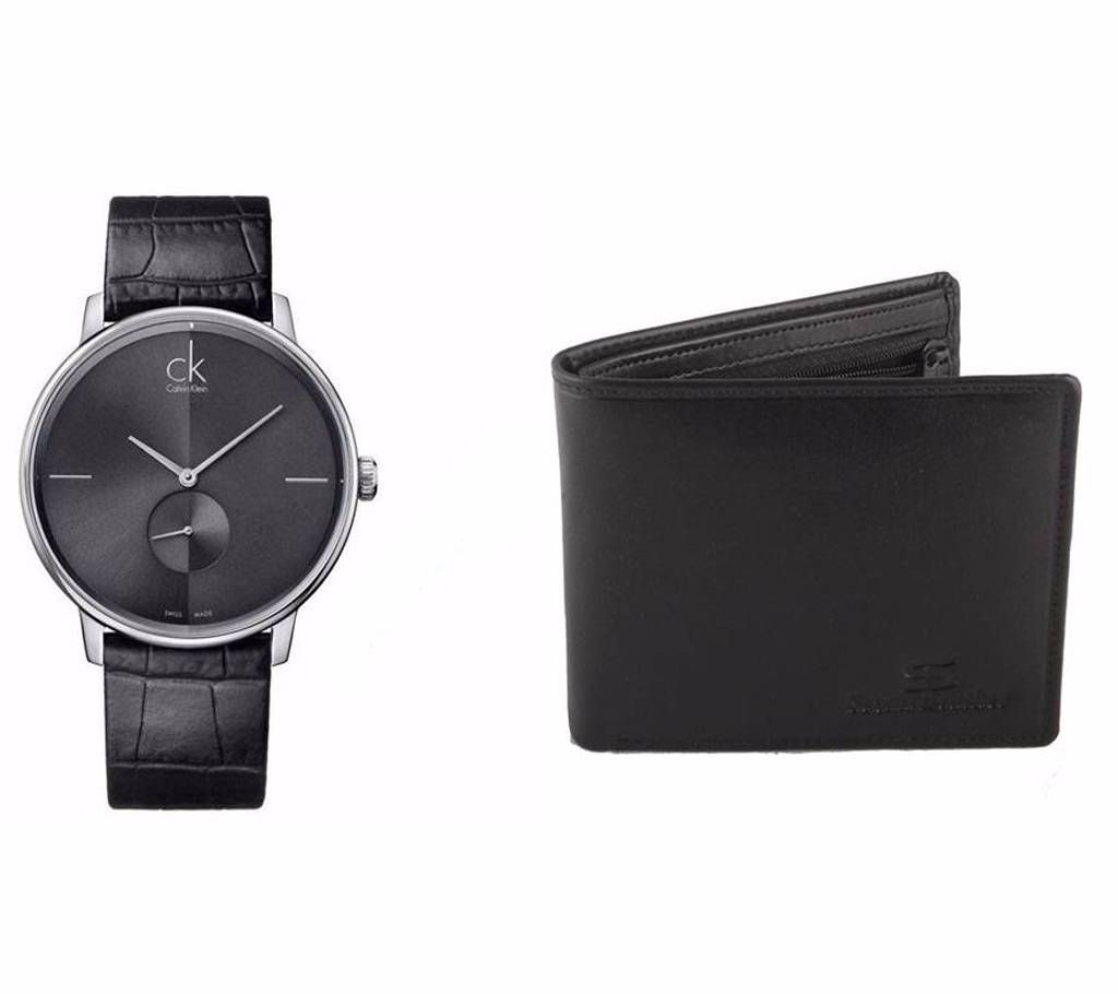 CK Watch (copy) & Leather Wallet Combo Offer