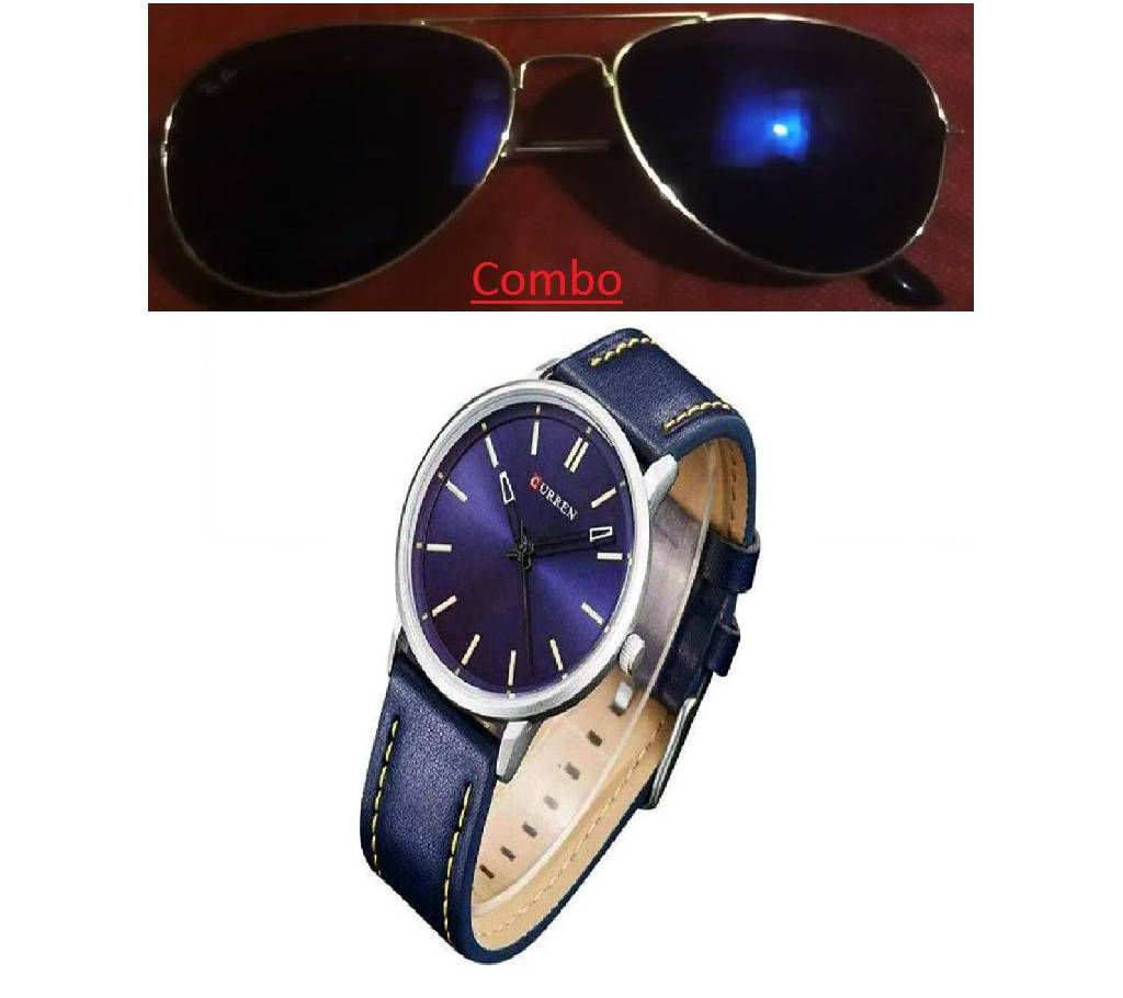 Ray Ban sunglasses for men copy and CURREN gents watch combo 
