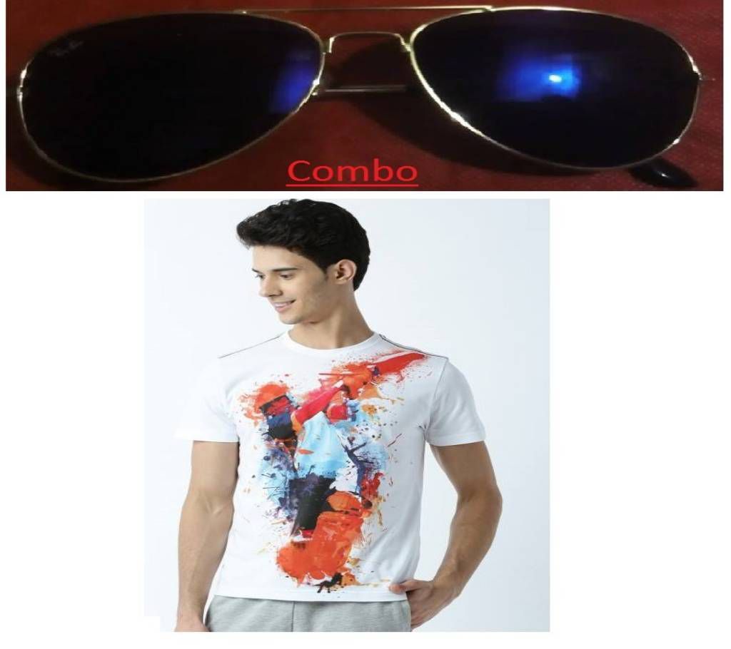 Gents half sleeve t shirt+ RAY BAN sunglasses for men copy 