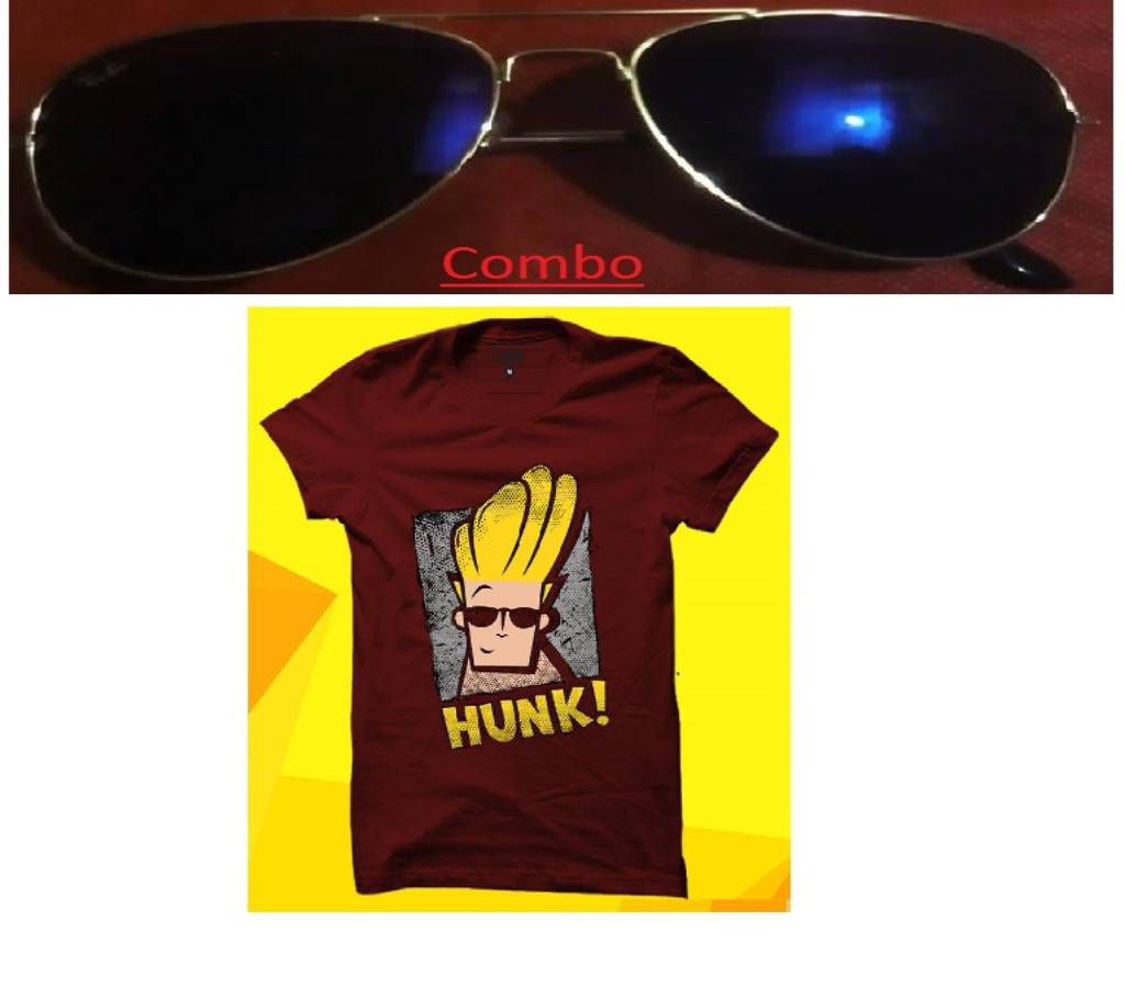 Gents half sleeve t shirt and Ray Ban sunglasses for men copy combo 