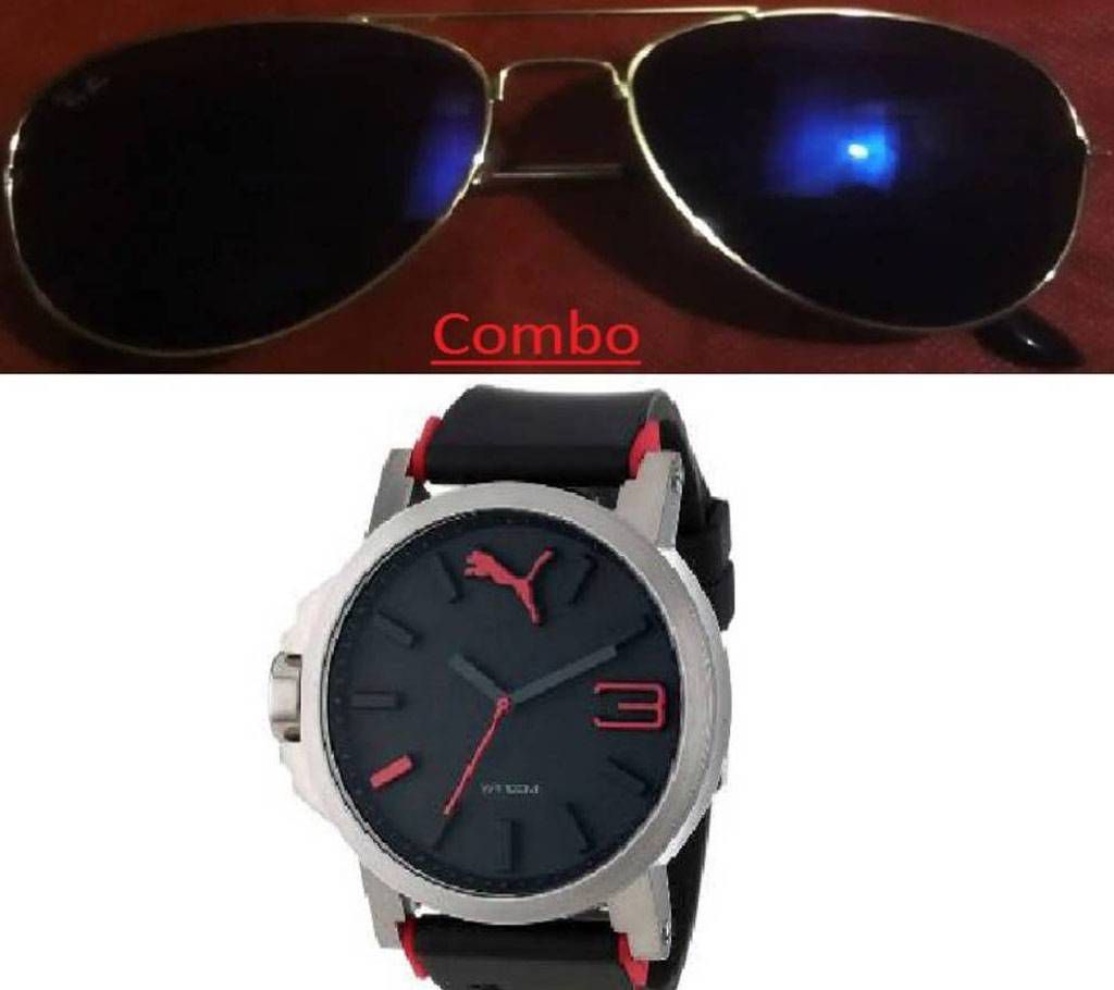 Ray Ban sunglasses for men copy Puma gents watch copy combo 