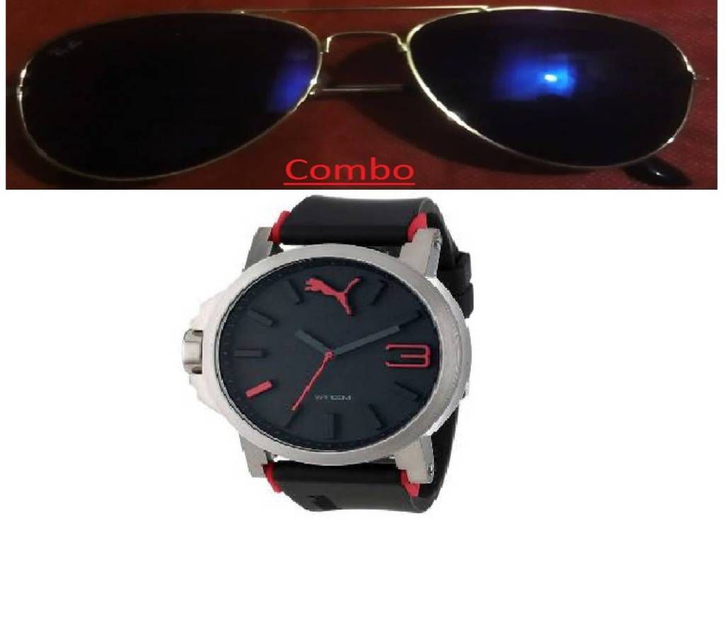 Ray Ban sunglasses for men copy Puma gents watch copy combo 