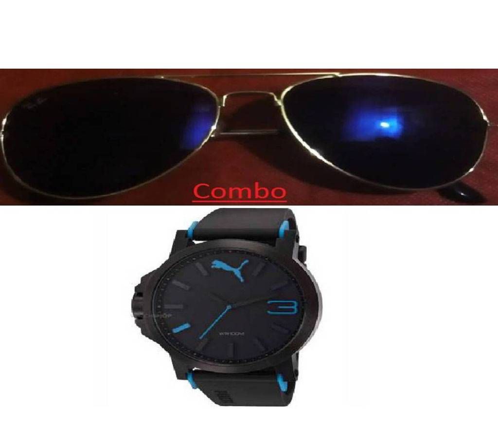Ray Ban sunglasses for men copy and Puma gents watch copy combo 