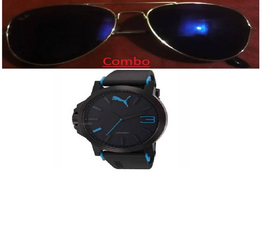 Ray Ban sunglasses for men copy and Puma gents watch copy combo 