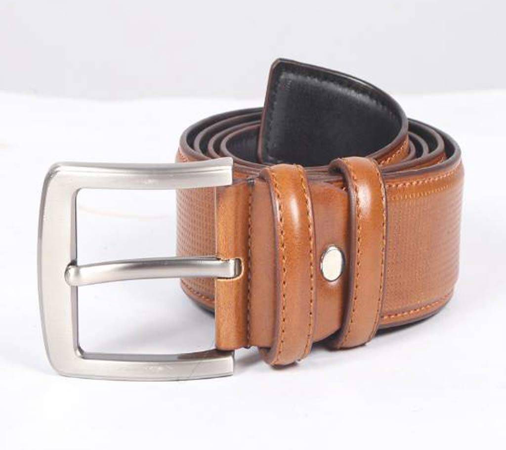 Sandy Brown Leather Casual Belt For Men