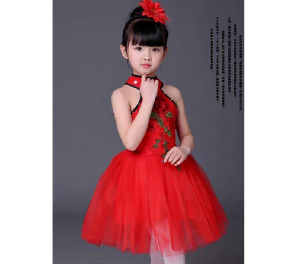 Red Summer Princess Sleeveless Dress With Hair Clips Flowers