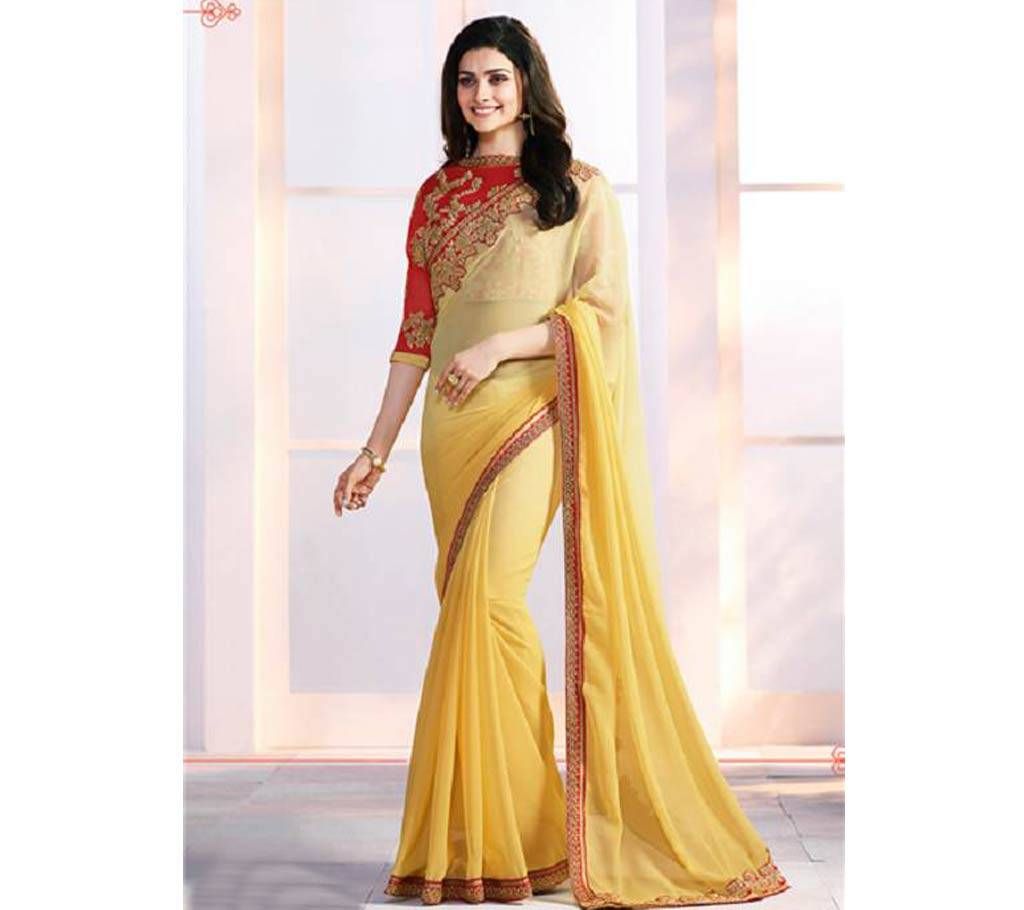 Vinay Fashion Designer Party wear Yellow Shaded Georgette Saree 