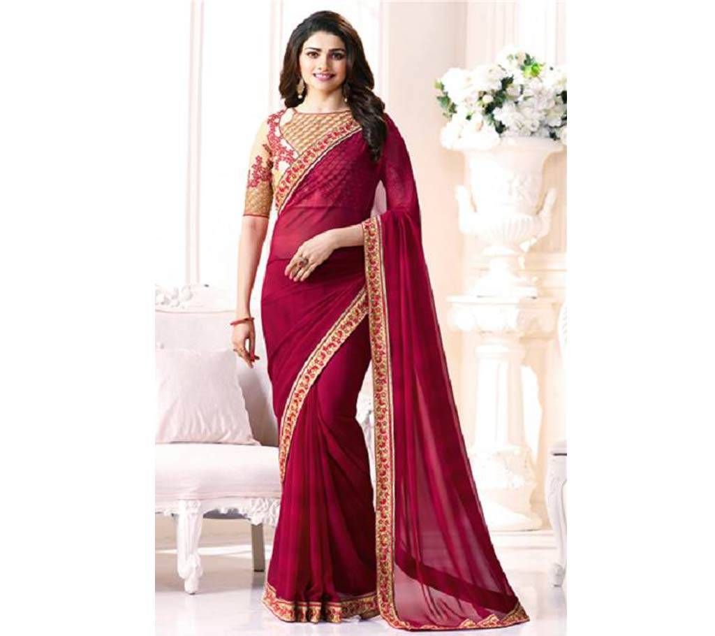 Vinay Fashion Designer Party wear Rani Shaded Georgette Saree 