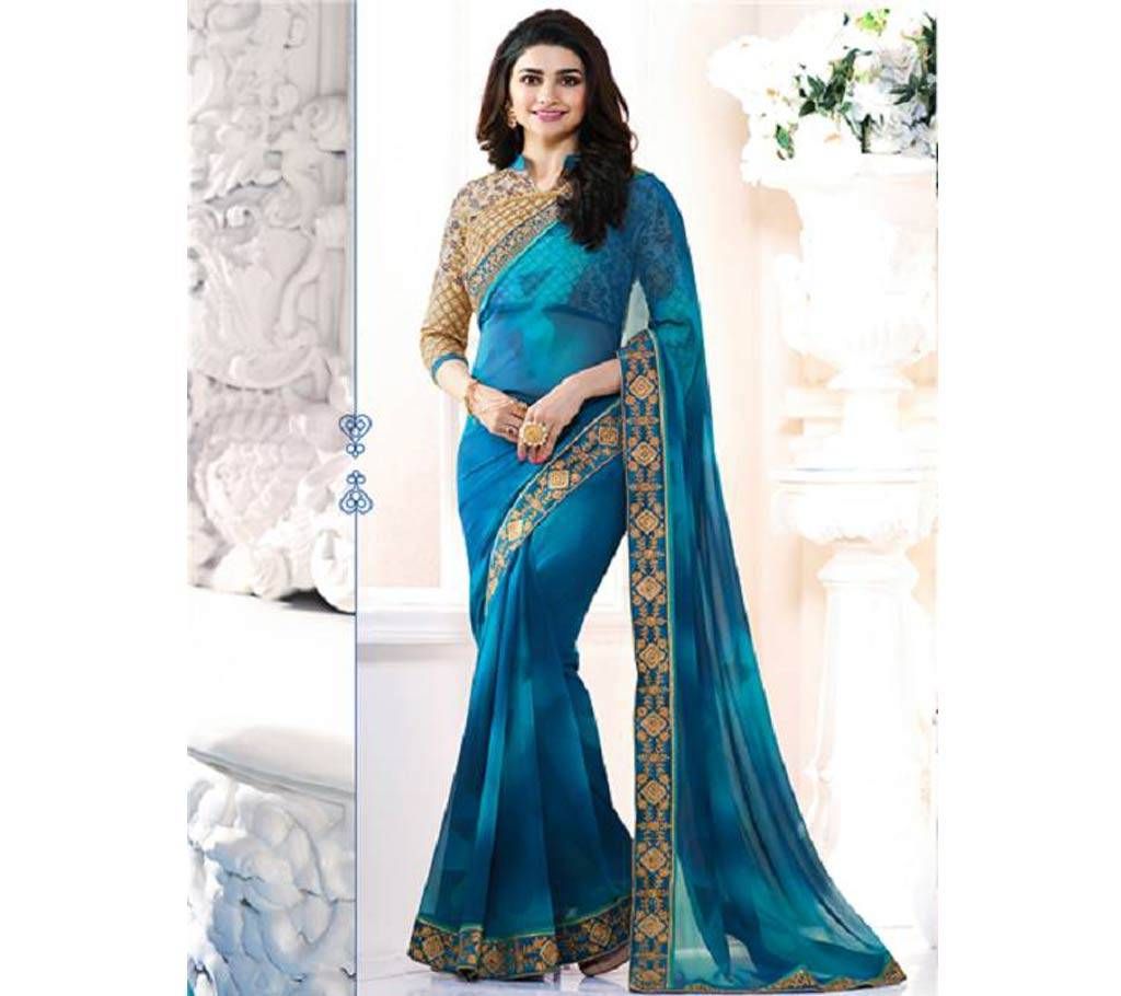 Vinay Fashion Designer Party wear Blue Shaded Georgette Saree 