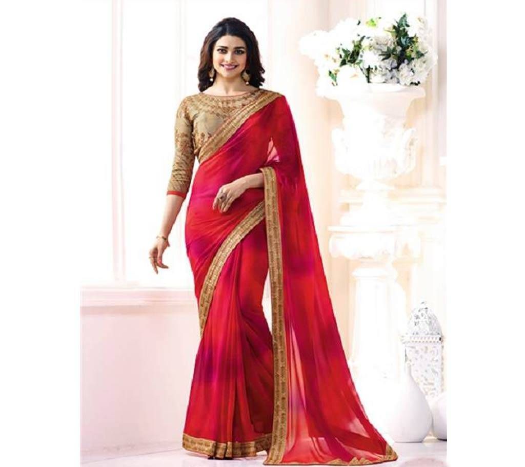 Vinay Fashion Designer Party wear Red Shaded Georgette Saree 