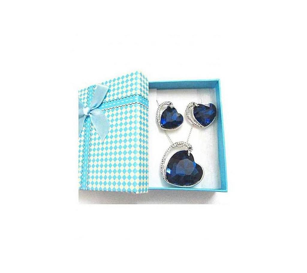 Silver and Royal Blue Titanic Heart Shape Necklace for Women