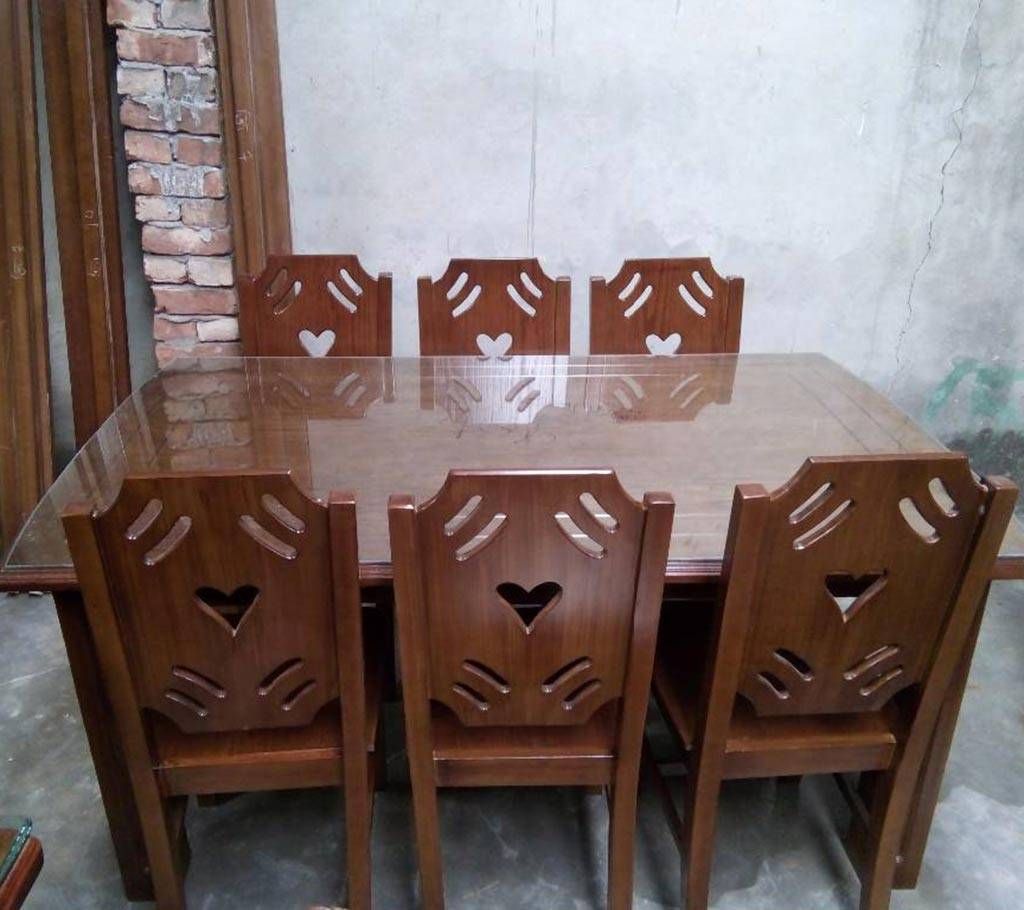 OAK wood Dining Table with 6 chair Model